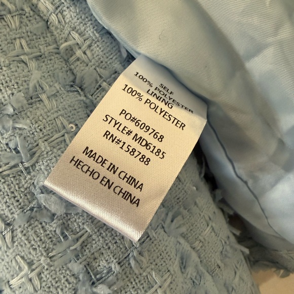 Mable Tweed Matching Set Light Blue Pearl Button Vest Shorts Size M - Picture 8 of 10